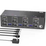 KCEVE KVM Switch 3 Computers 3 Monitors HDMI + DisplayPort USB 3.0 KVM Switcher 8K@30Hz/4k@144Hz Tri
