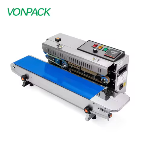 VONPACK FR-900 Continuous Stainless Steel Band Sealing Machine Horizontal Factory Plastic Film Food 