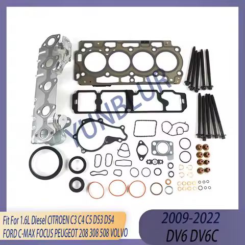 Full Gasket Set & Bolt Fit 1.6 L Diesel DV6 DV6C 09-21 For CITROEN C3 C4 C5 DS3 DS4 FORD C-MAX FOCUS