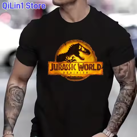 Jurassic Park T Shirt Men Anime Shirt Jurassic World Baby Blue Raptor Printed Men'S T-Shirt Graphic 