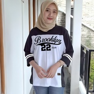 Oversized 7/8 Sleeve Jumbo T-shirt,vintage Sporty Women's Oversized Baseball Number T-shirt