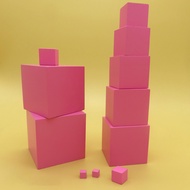 Montessori Child Observation Pink Tower Cube Intellectual Motor Skill Developing Educational Toy for