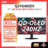 AOC Q27G40ZDF 26.5" QD OLED GAMING MONITOR ( 26.5" QD-OLED / 0.03MS / 240HZ / ADAPTIVE-SYNC / HD MI 