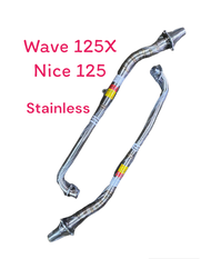 คอท่อ Wave 125X / Nice 125 ยาวใส่ปลายเดิม Stainless ลายปล้อง