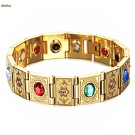 Women Men Bracelets Stainless Steel Titanium Germanium Magnet Bracelets Handmade Crystal Inlay Energ