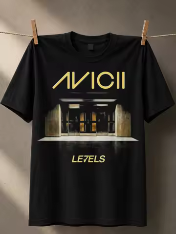 Avicii Levels gold logo lettering above a cinematic doorway graphic minimal electronic dance music U
