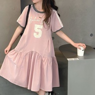 Girls Letter Printed Dress Summer 2025 New Style Children Lace Striped Little Girl Fashion T-Shirt D