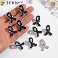 JEROMY Black Ribbon Pin, Melanoma Cancer Skin Cancer Funeral Ribbon Badge Brooch, Simple Lapel Pin V