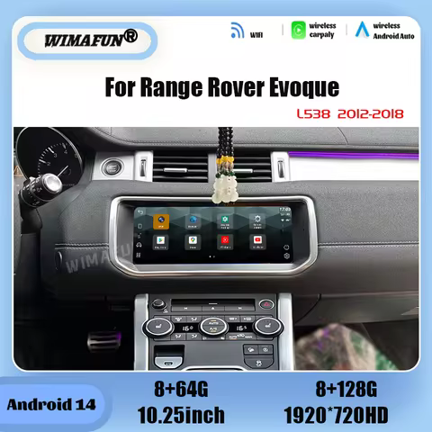 10.25" For Range Rover Evoque L538 2012-2018 Android 14 Car GPS Navigation Radio Multimedia Player W