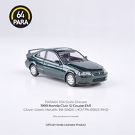Para64 1/64 1999 Honda Civic Coupe EM1 Clover Green Pearl Metallic PA55625 Diecast Scale Model Car