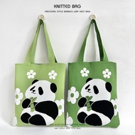 Chengdu Panda Knitted Handbag Shoulder Bag Student Large Capacity Laptop Computer Bag Cute Woven Bag