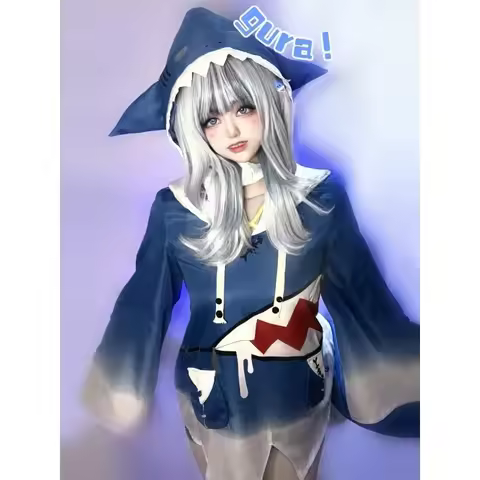 Hololive Gawr Gura Cosplay Costume ENG Shark Costume Wig Cute Hoodie for Women Halloween Party Youtu