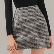 AIR SPACE Sequined Woolen A-Line Skirt (Black)