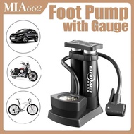 Double-Tube Aluminum Alloy 140 PSI Bike Pump With Guage Motocycle Portable Foot For B FDA