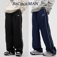 Dari Johor~BeCoolMAN men's Trousers American High Street Retro Sports Casual Straight Fashion All-Ma