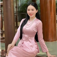 B.A143 - Ba Ba Brocade Shirt Set (SCRATCHED Brocade Pants) Round Neck Zipper Covered Button