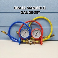 (ECO MANIFOLD GAUGE SET) +3 PCS HOSE CHECK PRESSURE [ R-22 R-410A R-32 R-12 R-134A R-600A ] GAS METE