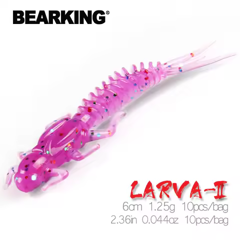 BEARKING new Larva Soft Lures 6cm 1.25g 10pcs Fishing Artificial Silicone Bass Pike Minnow Swimbait