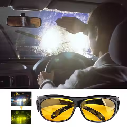 Motorcycle Driving Goggles Car Night Vision Sunglasses Unisex Driver Night Day Driving Wrap Around A