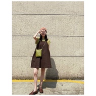 Ord- women's two-piece dress with adjustable brown A-line flare, simple Korean and Japanese, super p
