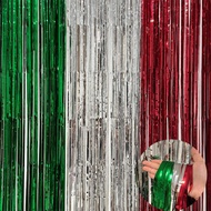 Green Silver Red Color Matching Rain Silk Curtain 1 * 2.5m Color Matching Background Curtain Decorat