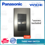 PANASONIC WIDE Series Three Way Switch Metallic Gray WEG5002HK-5 1 Gang 2 Gang 3 Gang Blank Cover Bl