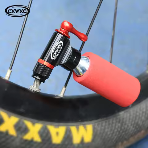 CXWXC Bicycle CO2 Inflator Pump For 3/8-24 Threaded 33/25/16/12/8G Cartridge Fits Schrader & Presta 