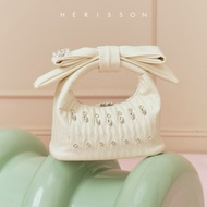 Women's Chloe bag Hérisson quilted bright cream color WITH REMOVABLE BOW