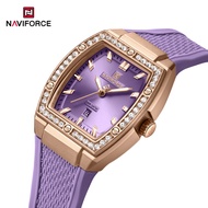 NAVIFORCE NF5071 Elegant Diamond Set Dial Women's Quartz Watch Night Light Calendar Waterproof Luxur