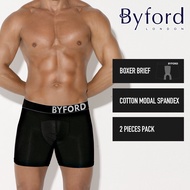 Byford (2 Pcs) Seluar Dalam Lelaki | Byford Cotton Modal Boxer Brief Underwear Assorted Colour - BUB