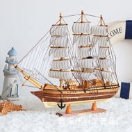 Model Perahu Layar Kayu Pepejal Kapal Lanun Mediterranean Hadiah Kapal Buatan Tangan Hiasan Belayar 