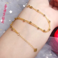 AU750 Double Gold Bracelet Bracelet 18K Lettering Transfer Bead Chopin Gold Female Gypsophila Birthd