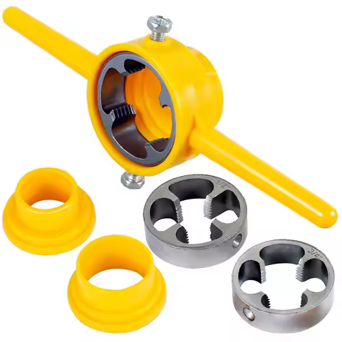 6Pcs PVC Thread Maker Tool Pipe Threader Kit with 1/2In 3/4In 1In Dies Pipe Threader Plumbing Manual