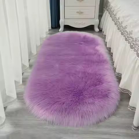 White Imitation Sheepskin Carpet Oval For Livingroom Home Decor Soft Fluffy Faux Fur Area Rug Plush