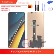 หน้าจอ LCD สำหรับ AMOLED Xiaomi Poco X6 Pro 5G ชิ้นส่วนประกอบดิจิไทเซอร์หน้าจอสัมผัสอะไหล่ทั้งชุดซ่อ