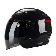 HNJ Helmet Motor Orang Dewasa Helmet Motor Murah Half Cut Helmet ABS Adult Motorcycle Helmet Open Face Helmet Black Visor
