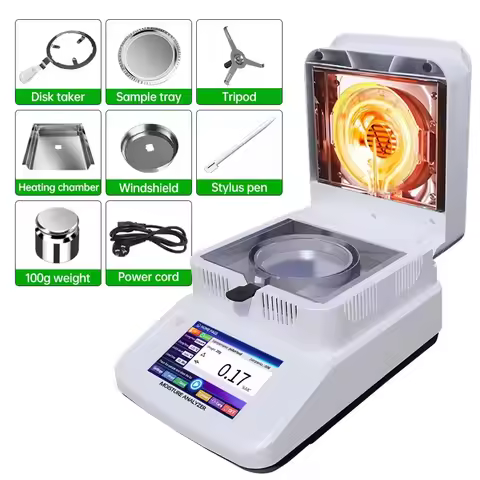 Laboratory Halogen Moisture Analyzer 120g/1mg 2mg 5mg Accuracy 5-inch Touchscreen Digital Display