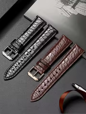 Genuine Leather American Crocodile Skin Watch Strap Men Women Butterfly Clasp for Tissot Longines Om