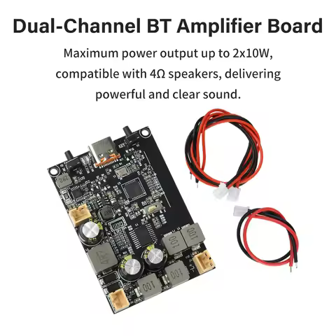 DC 5V TWS Bluetooth Amplifier Module 2X10W Dual Channel with Bass Enhancement Type-C Amplifier Board