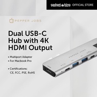 [PEPPER JOBS] Dual USBC Hub with 4K HDMI output for MB Pro 13"/15"/16" & MBA [TCHMBP7+]