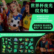 Cross-Border 2026 Luminous Football Tattoo Stickers World Cup Game Fan Club Carnival Party Face Stic