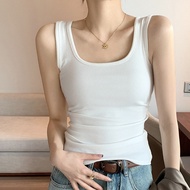 H237 Women's Wide Shoulder U-Neck Vest - Sleeveless Spring Summer Waistcoat