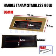 Tarikan Laci Tanam Pintu Sliding Full Stainless Steel Gold Handle Lemari Kitchen Nakas Pintu Geser