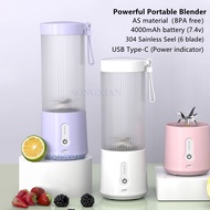 [Ready Stock] Powerful Portable 6 Blade Blender Household 450ml Ice Crusher Extractor Food Soymilk Fruit Smoothie Multi-function Mixer Juicing Cup USB Rechargeable Blender