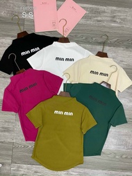 ÁO THUN GÂN TAY NGẮN CỔ LỌ MIUMIU CỰC XINH THÍCH HỢP ĐI CHƠI ĐI LÀM HMS