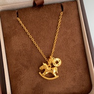 Immediately Rich Broken Ice Ice Ice Coin Pony Pendant Necklace Women Light Luxury High-End Sweater C