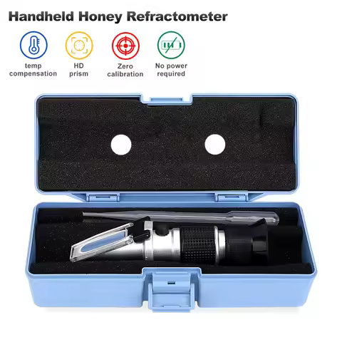 3 in 1 Handheld Honey Refractometer 58-90% Brix 38-43°Baume 12-27% Water Moisture Beekeeper Sugar Te