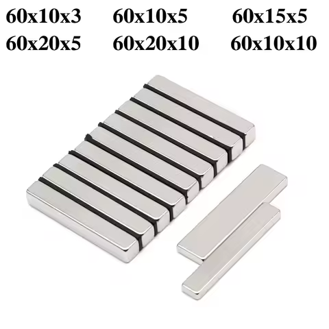 High Strength Block N35 Neodymium Magnet NdFeB Permanent Powerful Fridge Magnets Imanes 60x10x3 60x1
