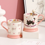 Cute Cat Ceramic Mug Dopamine Art Design Aesthetic Coffee Cup Birthday Gift for Bestie Couple