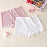 2 chiếc quần lót ren hoa hình học bằng vải cotton Jacquard mềm mại thoải mái dành cho bé gái tuổi te